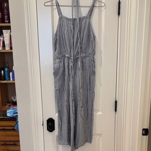 Old Navy Blue and White Striped Jumpsuit